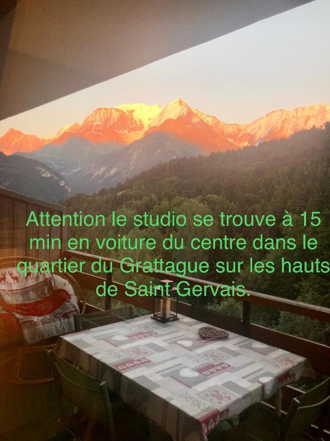 Studio Turquoise Quartier Grattague Vue Montblanc Saint-Gervais-les-Bains Exterior photo